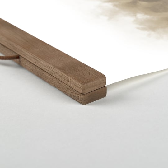 Neutral Barnscape Teak Hanging Canvas